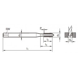 MACHO MAQ. DIN 371 M- 4 RECTO ALUMINIO