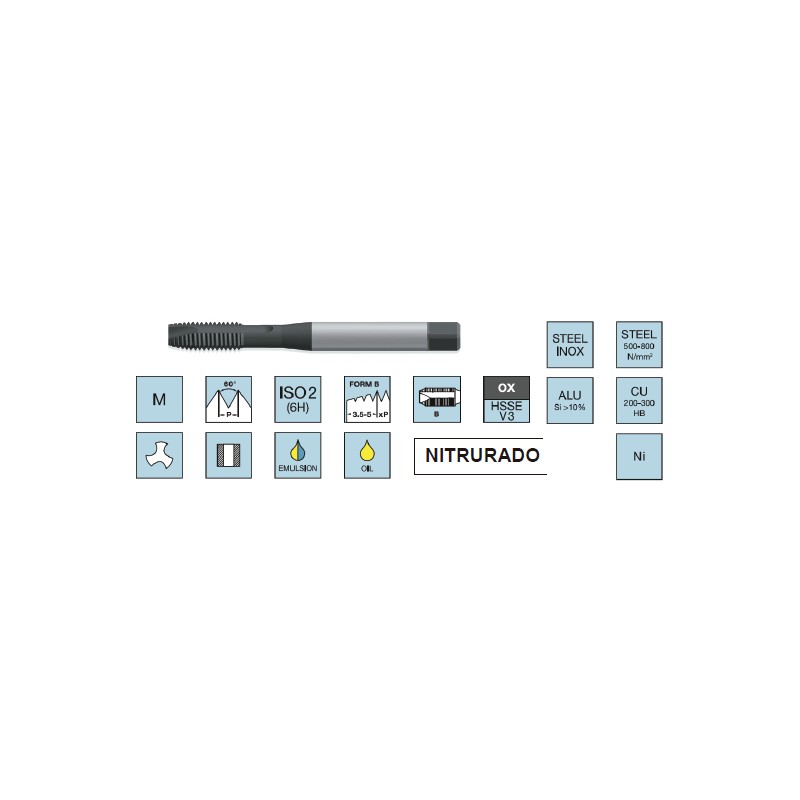 MACHO M- 8X1,25  RECTO INOX